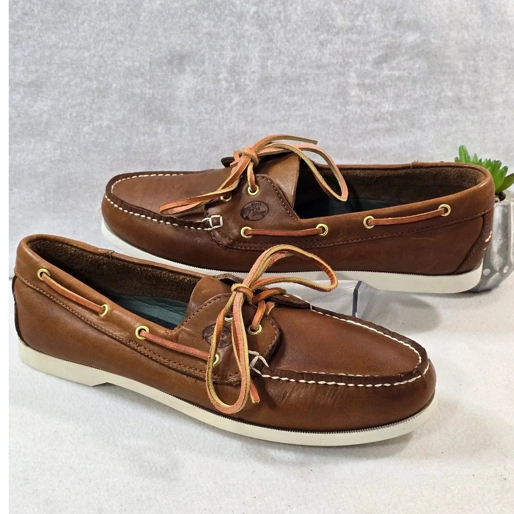 Bass Pro Shops Leather‎ Boat Fishman Shoes Moccasins Laced Deck Shoes Size 12